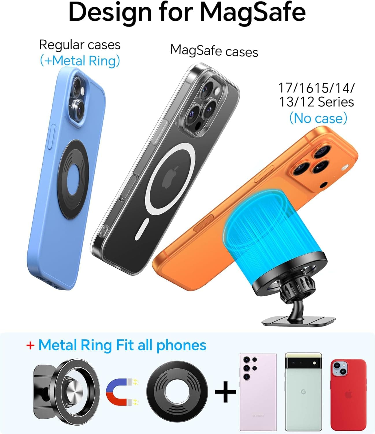 Kaistyle for Magsafe Car Mount【20 Strong Magnets】Magnetic Phone Holder for Car Phone Holder Mount Dash Mounted Holders Cell Phone Holders for Your Car Accessories for Women Men for iPhone 17 16 15 14 thumbnail 7