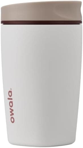 Owala SmoothSip Slider Insulated Stainless Steel Coffee Tumbler, Reusable Iced Coffee Cup, Hot Coffee Travel Mug, BPA Free 12 oz, Vanilla Bean