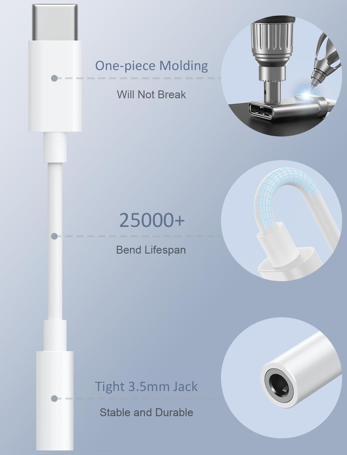 USB-C to 3.5mm Audio Headphone Adapter - HiFi 2 Pack Compatible with Apple iPhone 17 16 15 Samsung Galaxy S25 S24 S23 S22 S21 Plus Pro Max Ultra Pixel iPad - Type C to Aux Cord Jack Dongle Adapter thumbnail 5