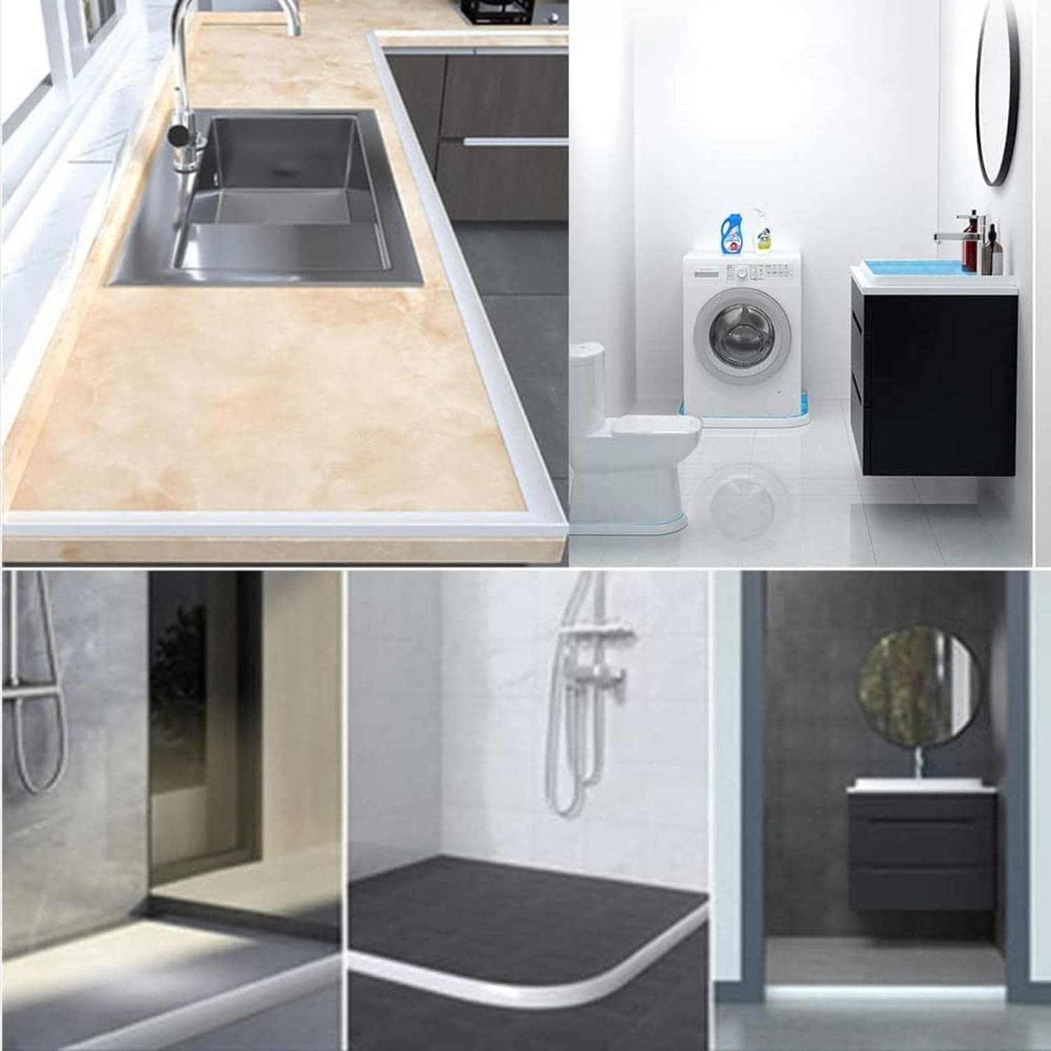 DARZYS Shower Threshold Water Dam, Shower Water Barrier Silicone Wet Room Bathroom Floor Sealing Strip Shower Threshold Dam Shower Barrier(1.4m) thumbnail 4