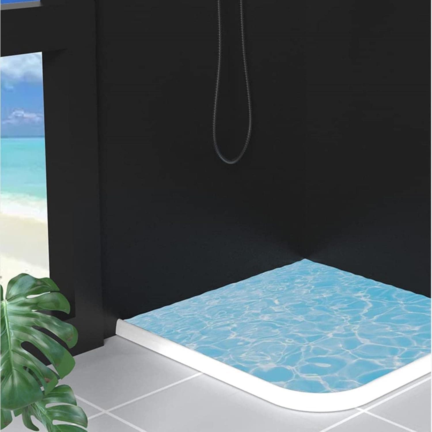 DARZYS Shower Threshold Water Dam, Shower Water Barrier Silicone Wet Room Bathroom Floor Sealing Strip Shower Threshold Dam Shower Barrier(1.4m) thumbnail 2