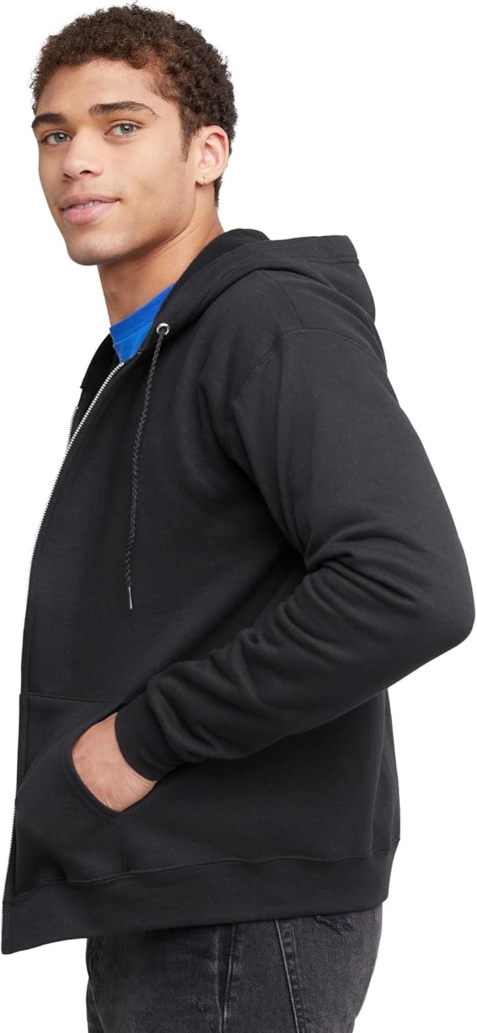Hanes mens Zip-up Hoodie, Ecosmart Fleece Full-zip Hoodie for Men, Hooded Sweatshirt thumbnail 4