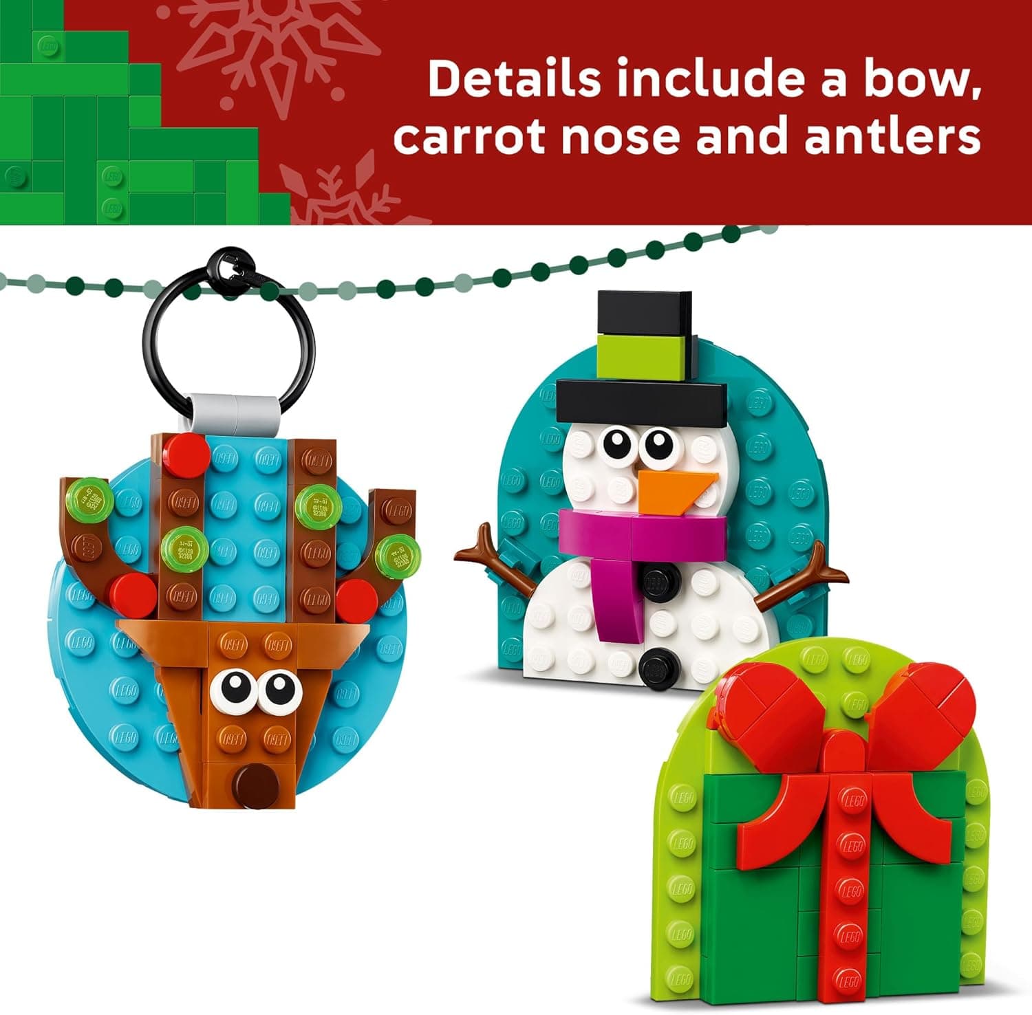 LEGO Christmas Ornament Selection Building Toys - Holiday Crafts for Family, Kids, Boys & Girls, Ages 6+ - Hanging Christmas Decorations for Tree - 40744 thumbnail 5