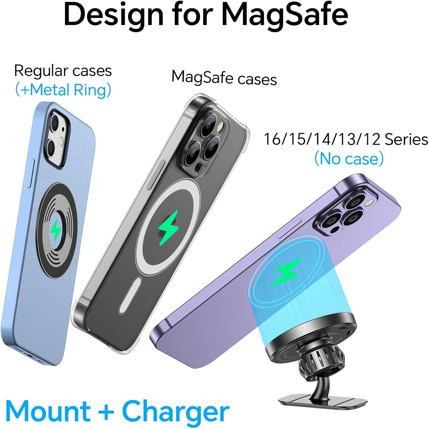 Kaistyle for MagSafe Car Mount Charger【Stronger Magnets】iPhone Magnetic Wireless Car Charger【Dashboard+Vent】 for Magsafe Charger Cell Phone Car Mount for iPhone 17 Pro Max 16 15 14 13 12 MagSafe Cases thumbnail 6