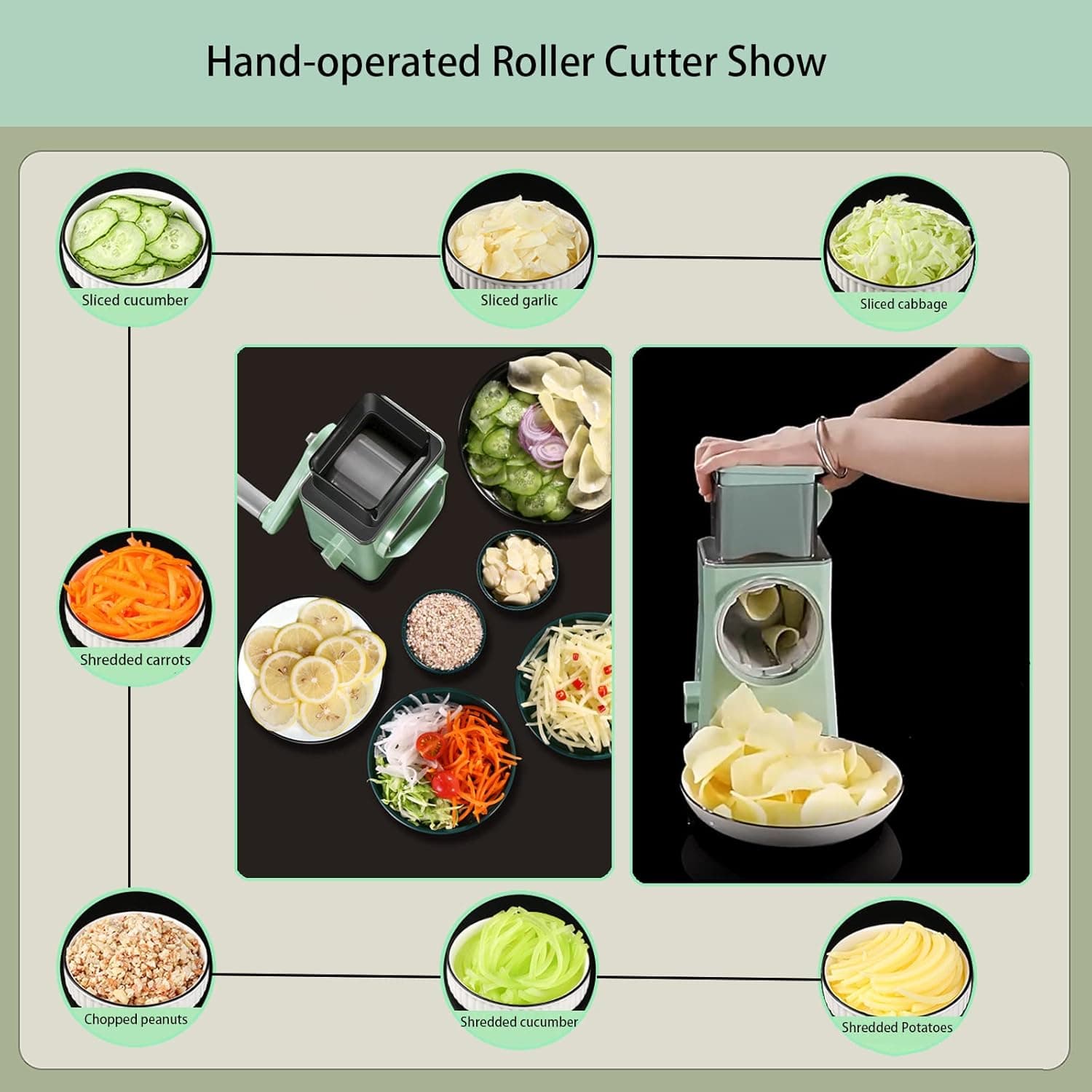 1 PCS Hand Crank Vegetable Cutter Chopper Vegetable Cutter Hand Crank Vegetable cutter Multifunctional Vegetable Cutter Hand-operated Vegetable Cutter Slicer Kitchen Potato Shredder Cutter thumbnail 3