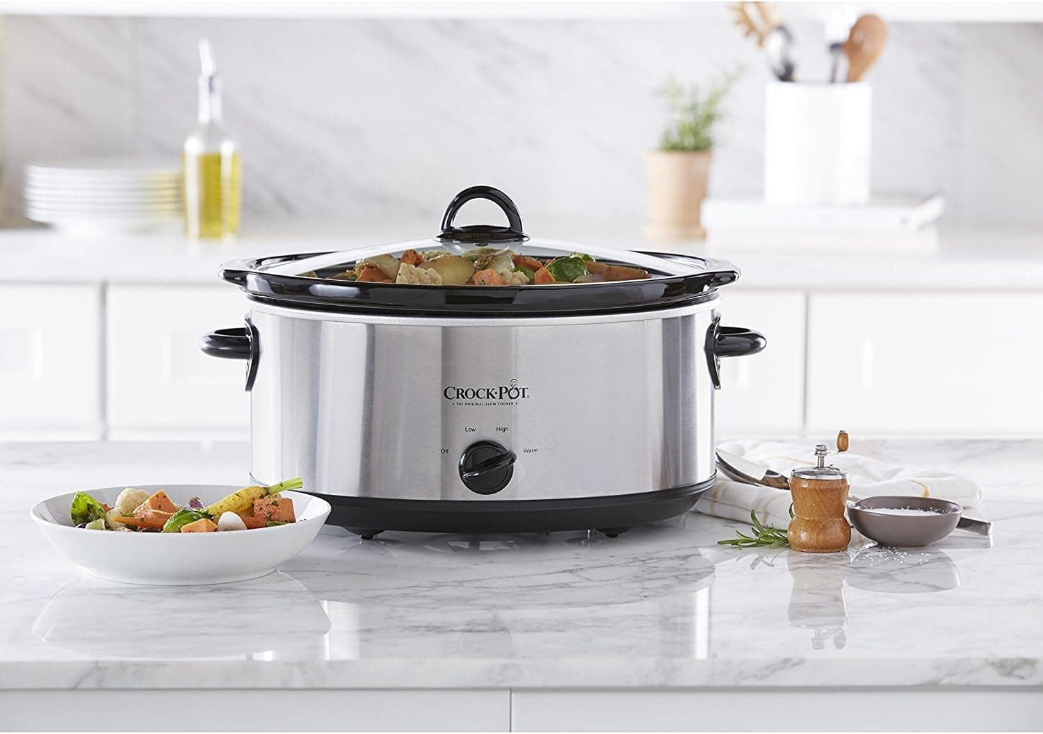 Crock-Pot 7 Quart Oval Manual Slow Cooker, Stainless Steel (SCV700-S-BR), Versatile Cookware for Large Families or Entertaining thumbnail 7