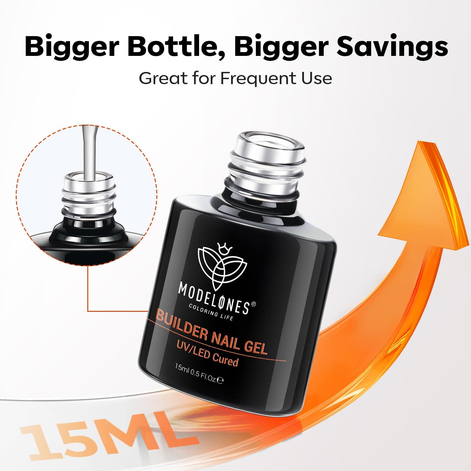 modelones Builder Nail Gel, 7-in-One Clear Builder Nail Polish with Detachable Liner Brush, 15ml LED Lamp Cured Rubber Base Gel Polish Strengthener Color Base Coat Thickening Solution thumbnail 9