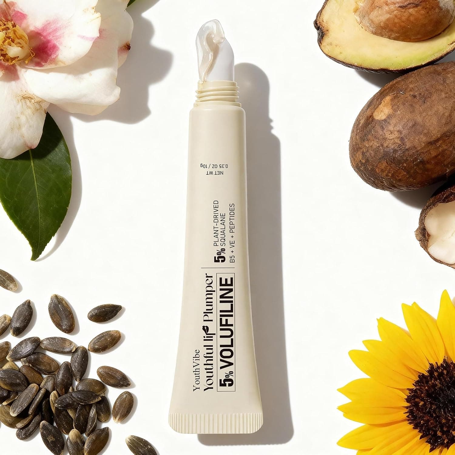 YouthVibe Hydrating Lip Primer & Plumper Gloss - 5% Volufiline™, Squalane, Shea Butter, Collagen, Peptide & PDRN - Moisturizing Lip Care for Smoother, Softer Lips thumbnail 2