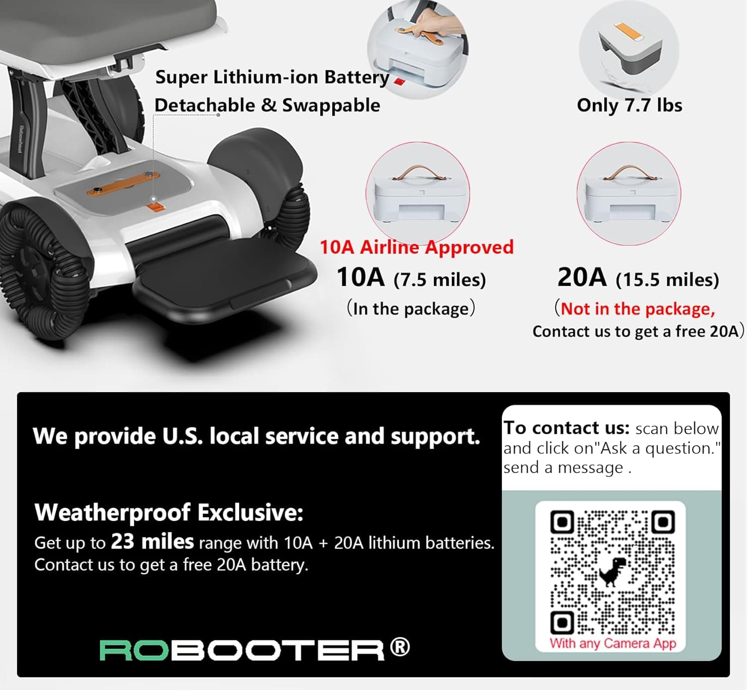 ROBOOTER® X40 Intelligent Electric Powered Wheelchair Device, Automatic Folding, Remote Controlled, Smart, Compact Heavy Duty Mobile, Powerful Dual Motor, Foldable Portable Motorized Mobility Scooter thumbnail 2