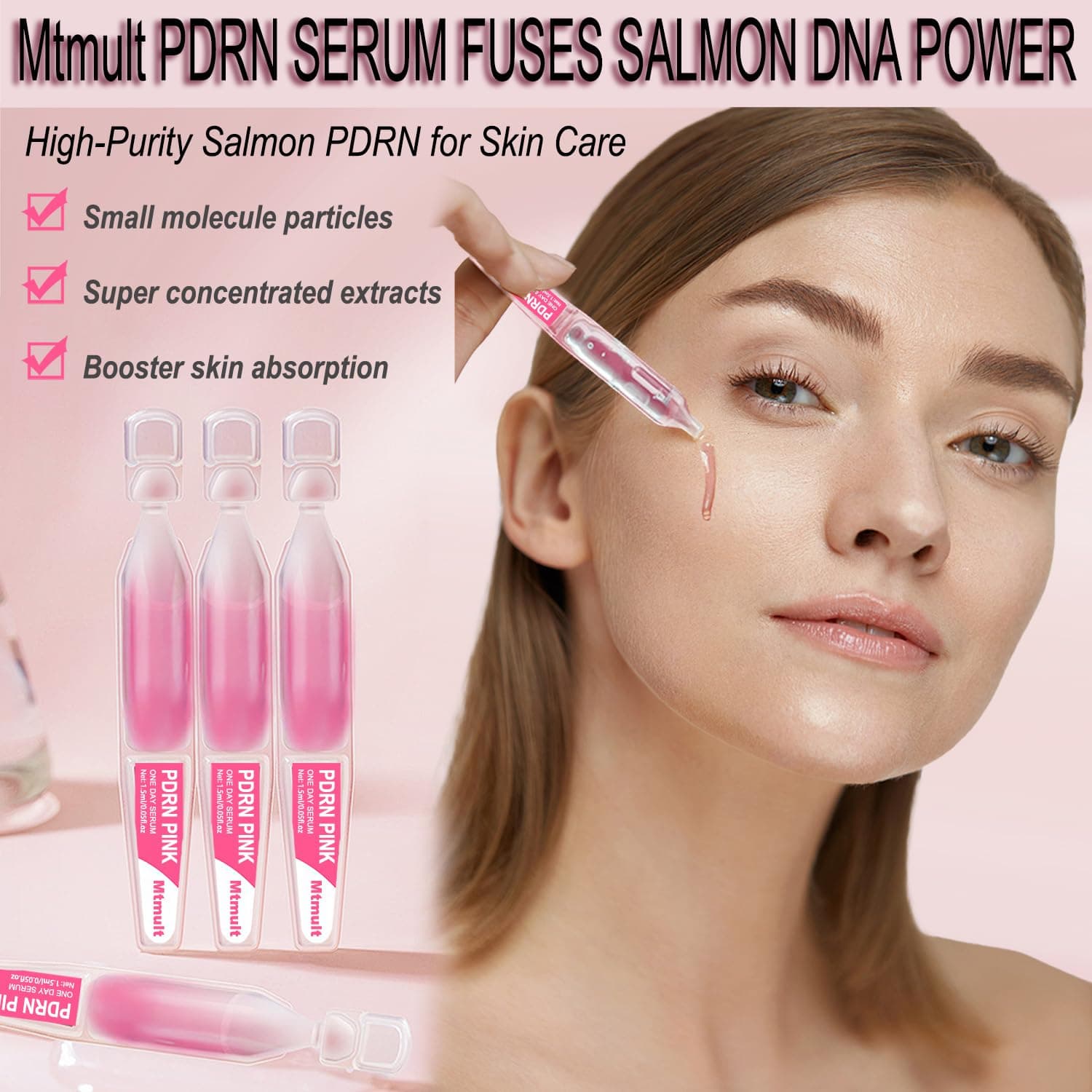 Mtmult Salmon DNA PDRN Serum - PDRN Salmon DNA Anti-Aging Ampoule with 99% Salmon DNA PDRN, Collagen & Hyaluronic Acid, 0.05 fl.oz x 30e, Firming & Moisturizing - Fuses Salmon DNA Power thumbnail 7