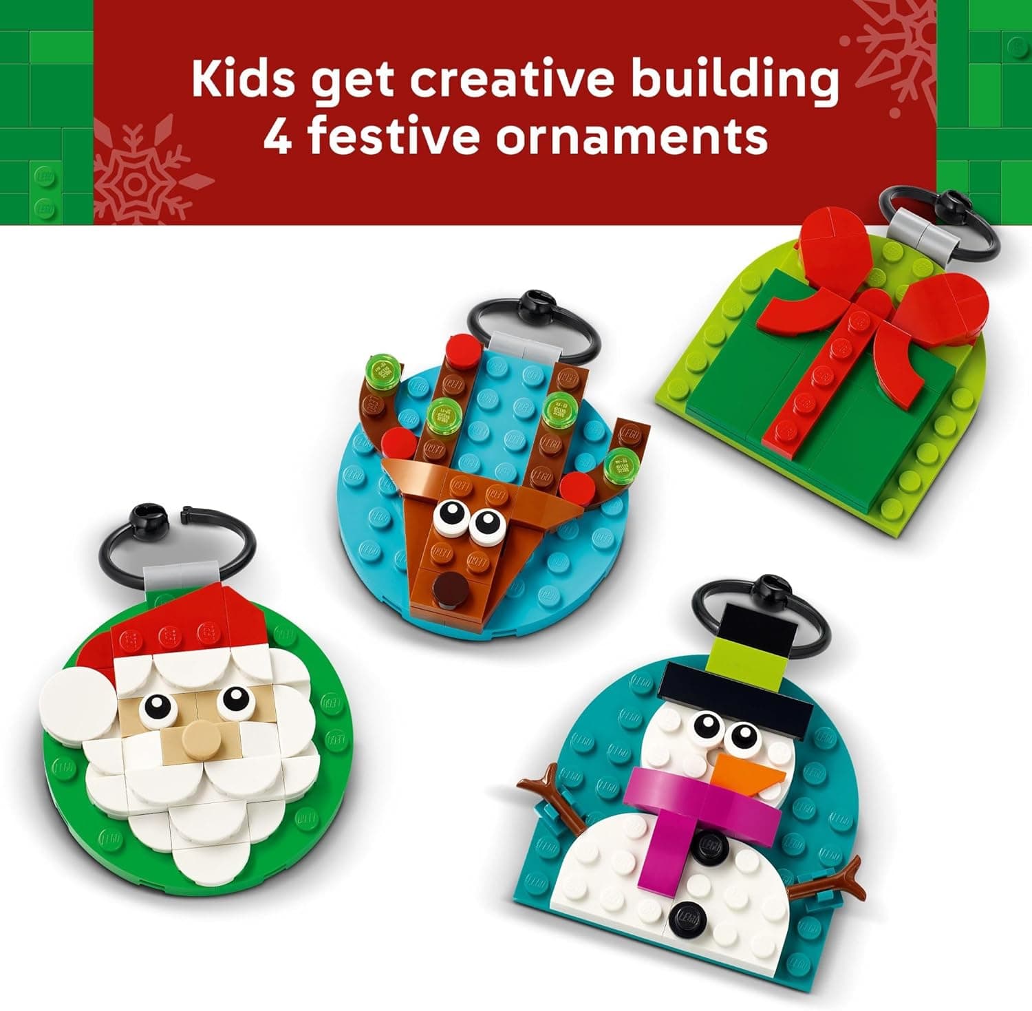 LEGO Christmas Ornament Selection Building Toys - Holiday Crafts for Family, Kids, Boys & Girls, Ages 6+ - Hanging Christmas Decorations for Tree - 40744 thumbnail 3