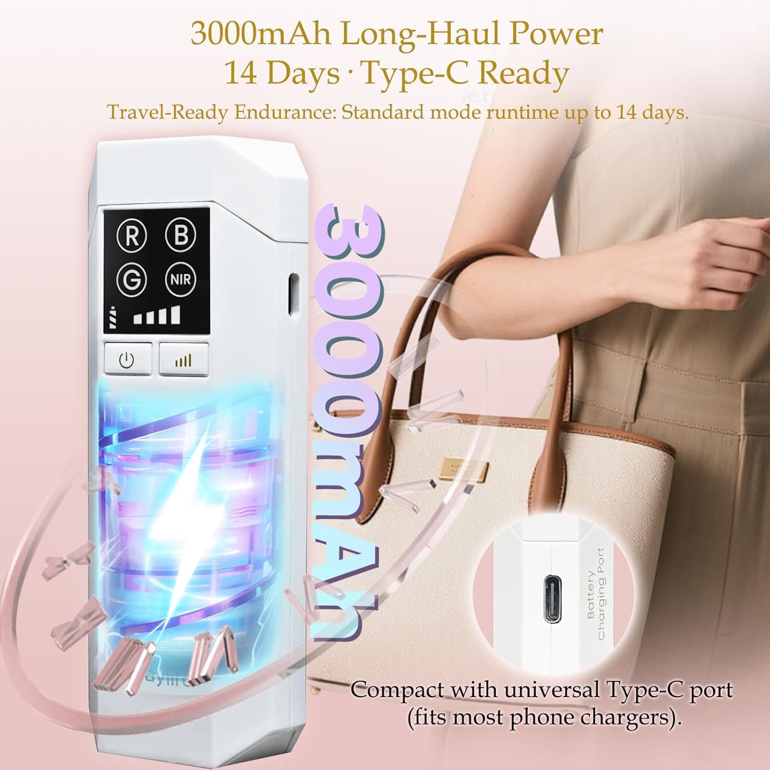 Red Light Therapy Mask for Face, LED Facial Mask, Skin Care Light with Near Infrared 850nm & Adjustable Blue Light, Portable Home Device with 7 Colors & 8 Modes, 432 Beads Pro LEDs (White-C) thumbnail 7