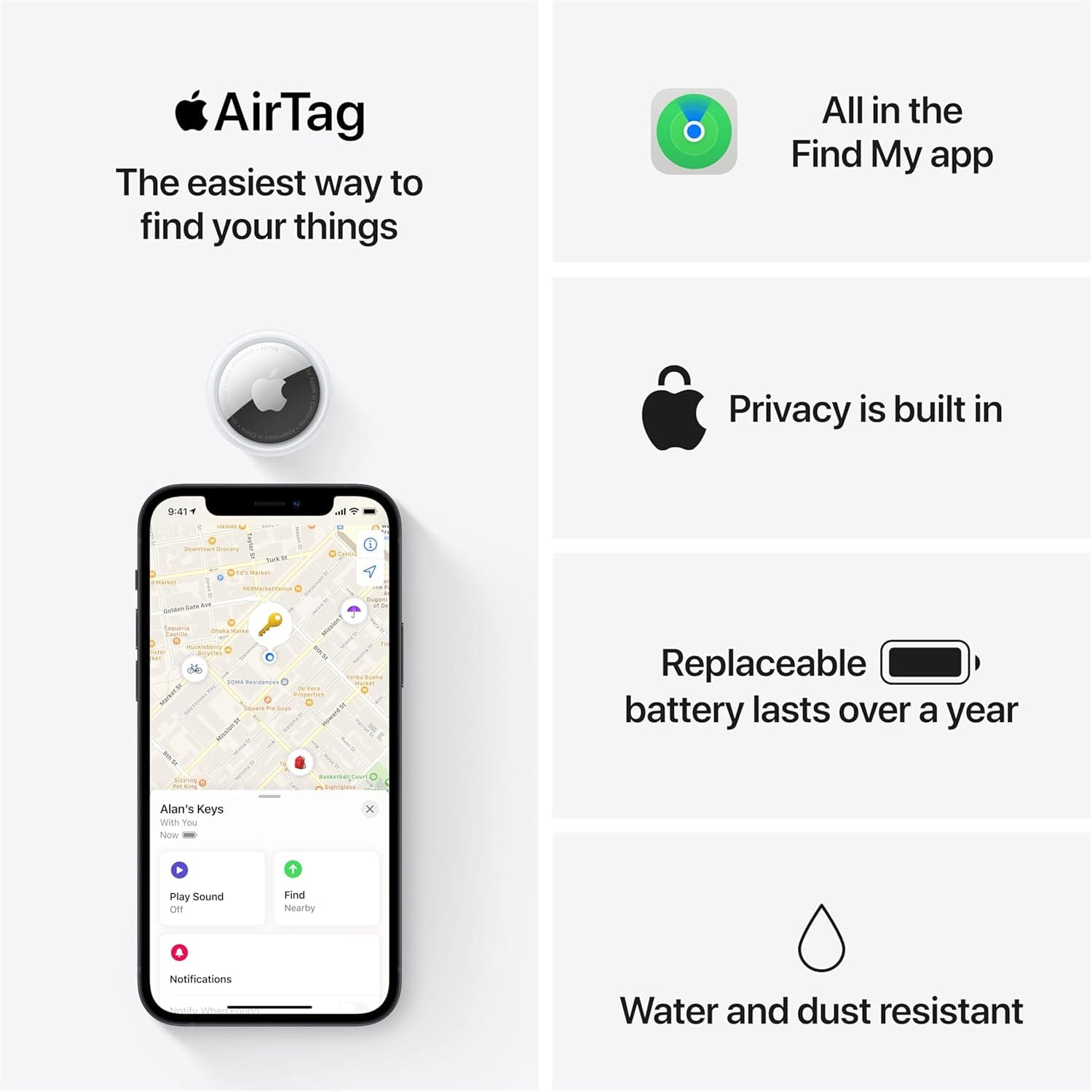 Apple AirTag. Keep Track of and find Your Keys, Wallet, Luggage, Backpack, and More. Simple one-tap Set up with iPhone or iPad thumbnail 6