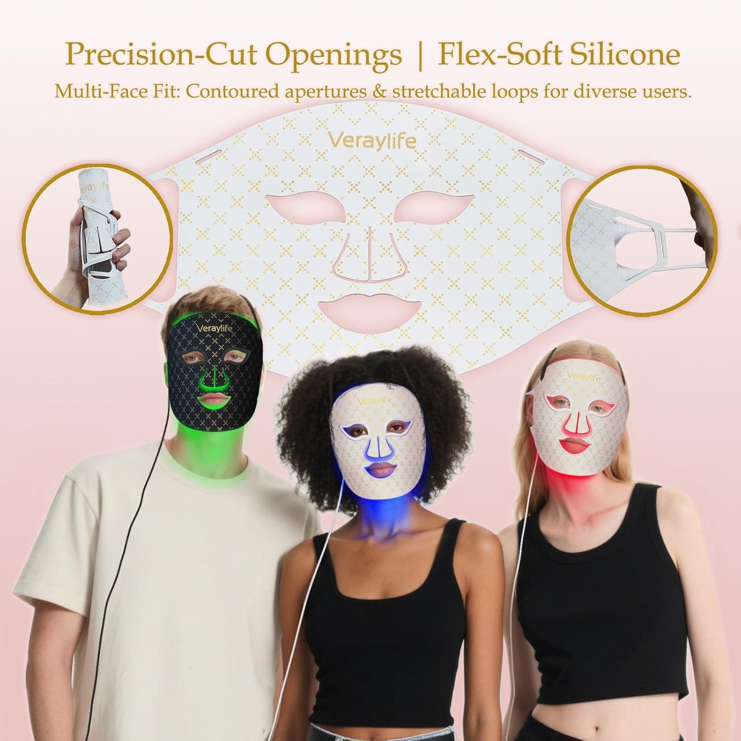 Red Light Therapy Mask for Face, LED Facial Mask, Skin Care Light with Near Infrared 850nm & Adjustable Blue Light, Portable Home Device with 7 Colors & 8 Modes, 432 Beads Pro LEDs (White-C) thumbnail 6