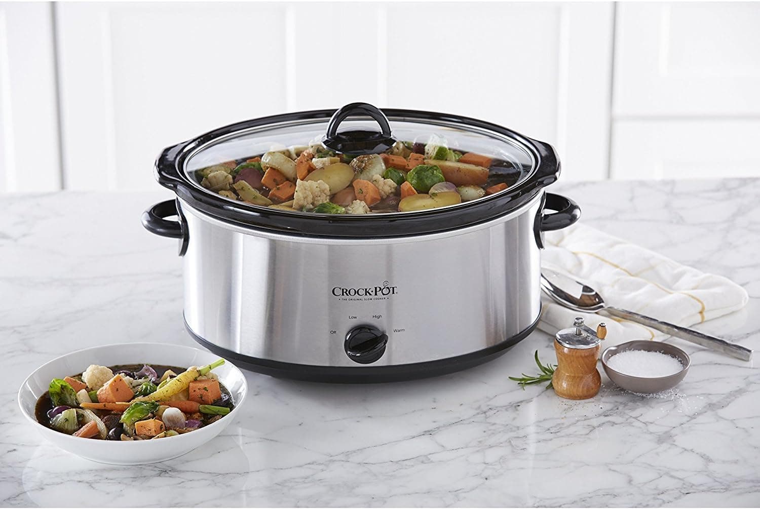 Crock-Pot 7 Quart Oval Manual Slow Cooker, Stainless Steel (SCV700-S-BR), Versatile Cookware for Large Families or Entertaining thumbnail 5