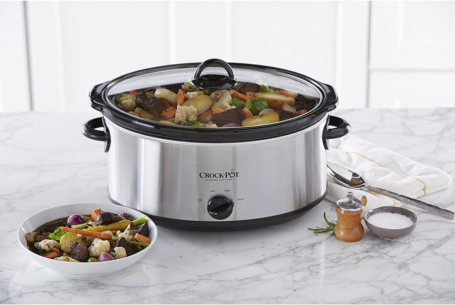 Crock-Pot 7 Quart Oval Manual Slow Cooker, Stainless Steel (SCV700-S-BR), Versatile Cookware for Large Families or Entertaining thumbnail 6