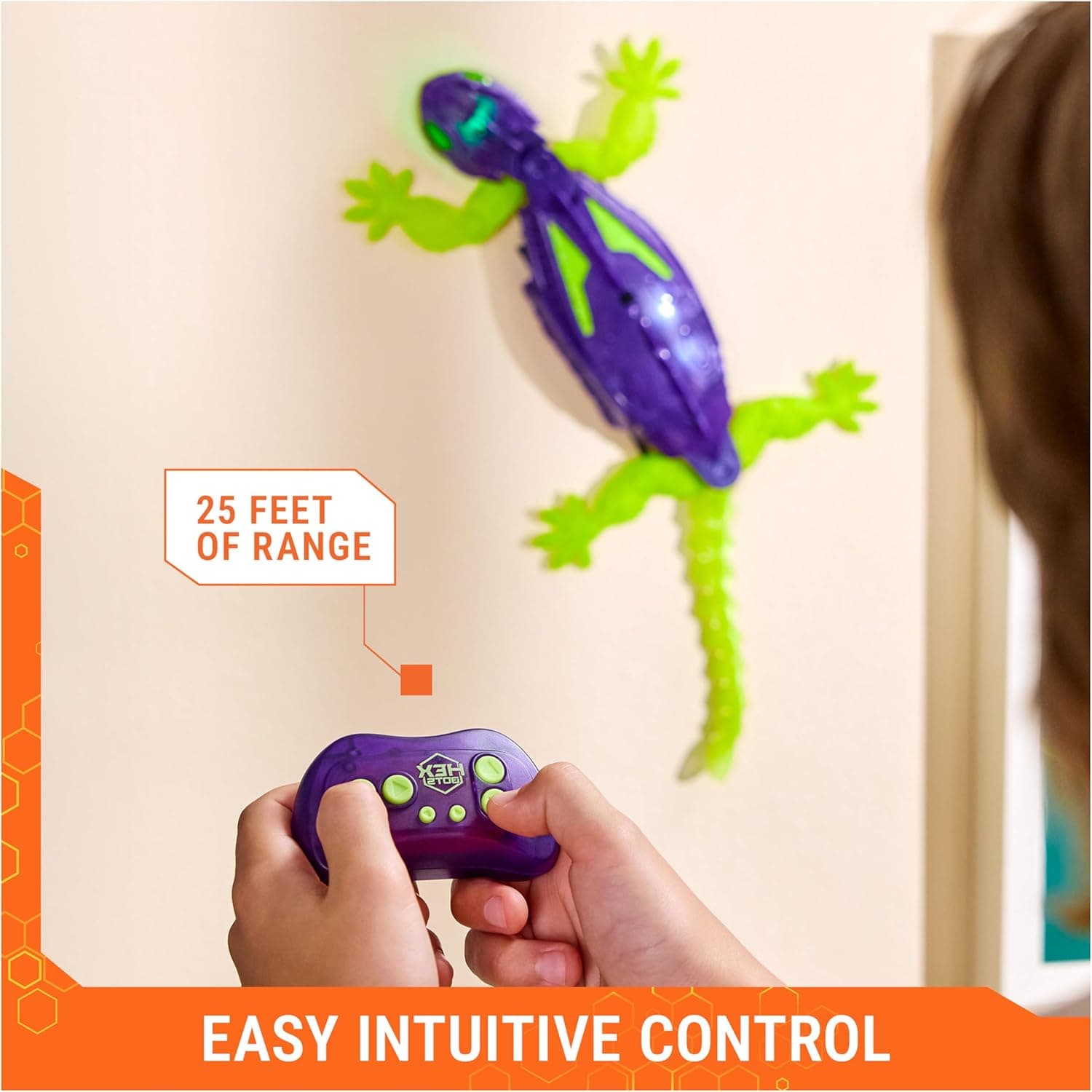 HEX BOTS Glow-in-The-Dark Gecko with Official Wall Climber Technology, Rechargeable Remote Control Robot Kids Toys, Prank Toys for Boys & Girls Ages 4 & Up thumbnail 4