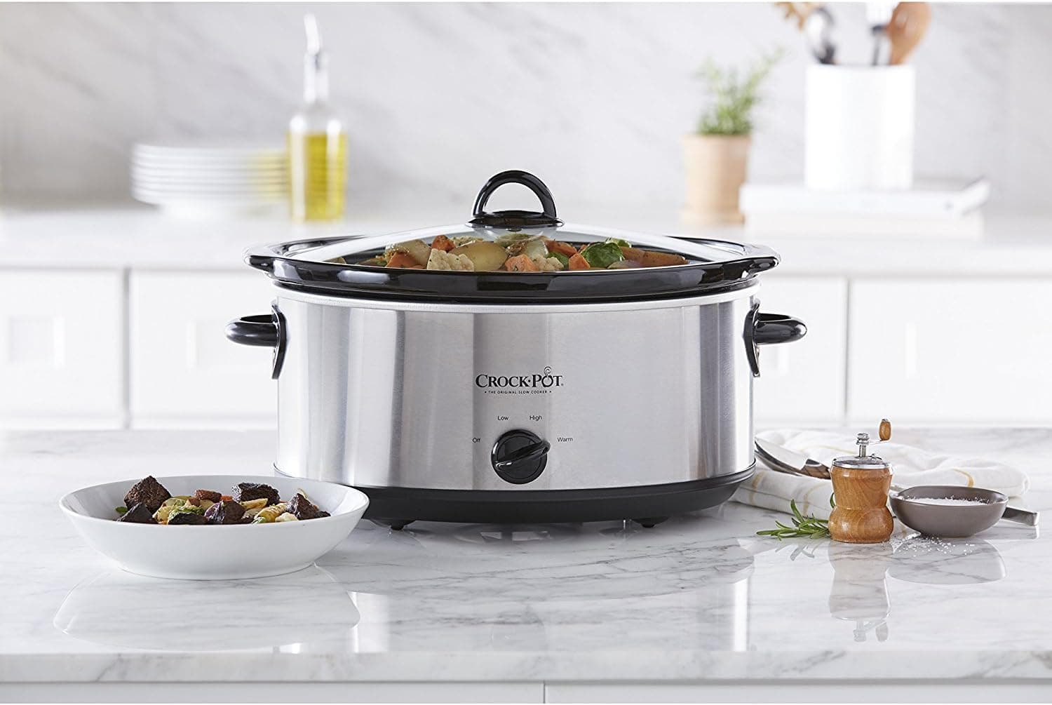 Crock-Pot 7 Quart Oval Manual Slow Cooker, Stainless Steel (SCV700-S-BR), Versatile Cookware for Large Families or Entertaining thumbnail 4