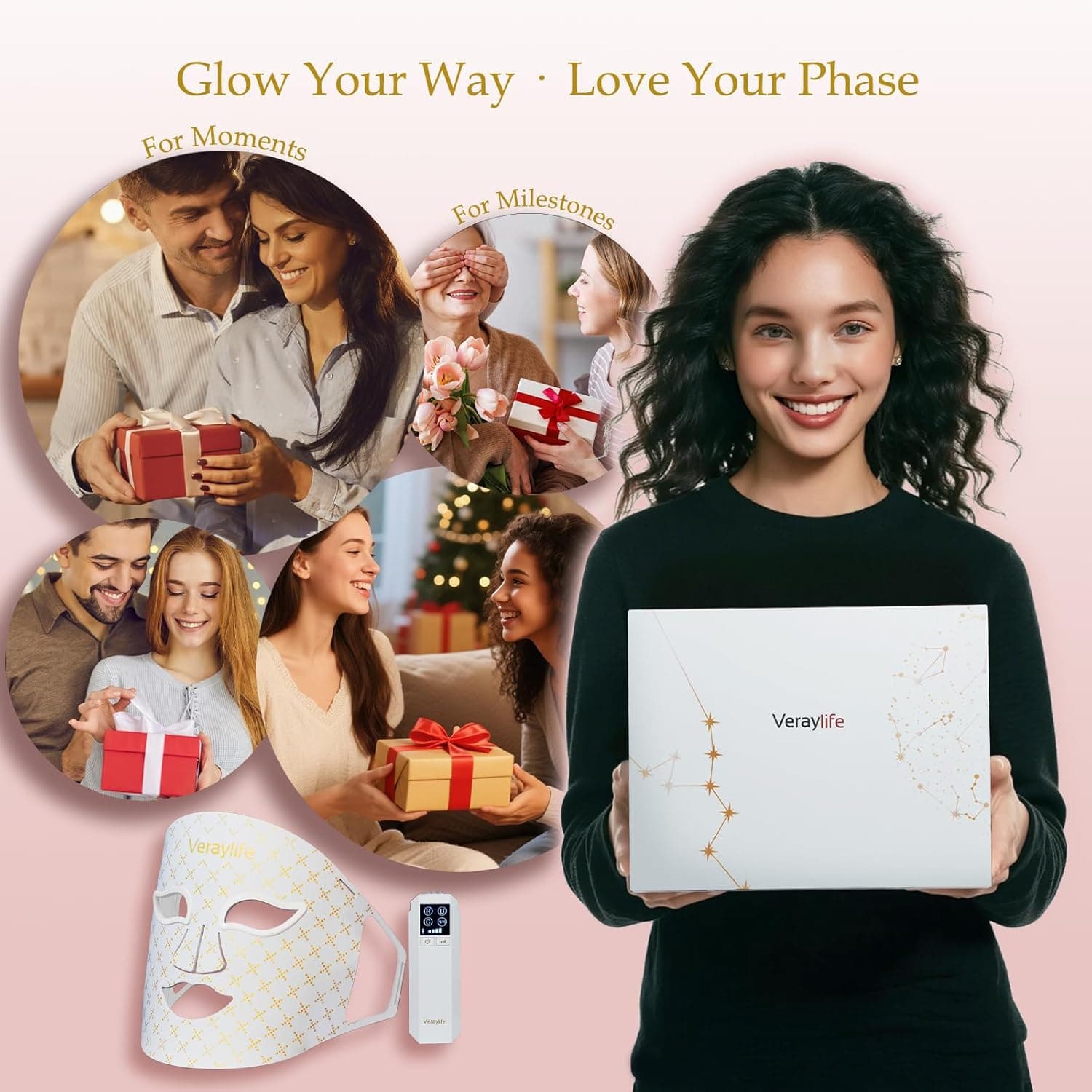 Red Light Therapy Mask for Face, LED Facial Mask, Skin Care Light with Near Infrared 850nm & Adjustable Blue Light, Portable Home Device with 7 Colors & 8 Modes, 432 Beads Pro LEDs (White-C) thumbnail 8