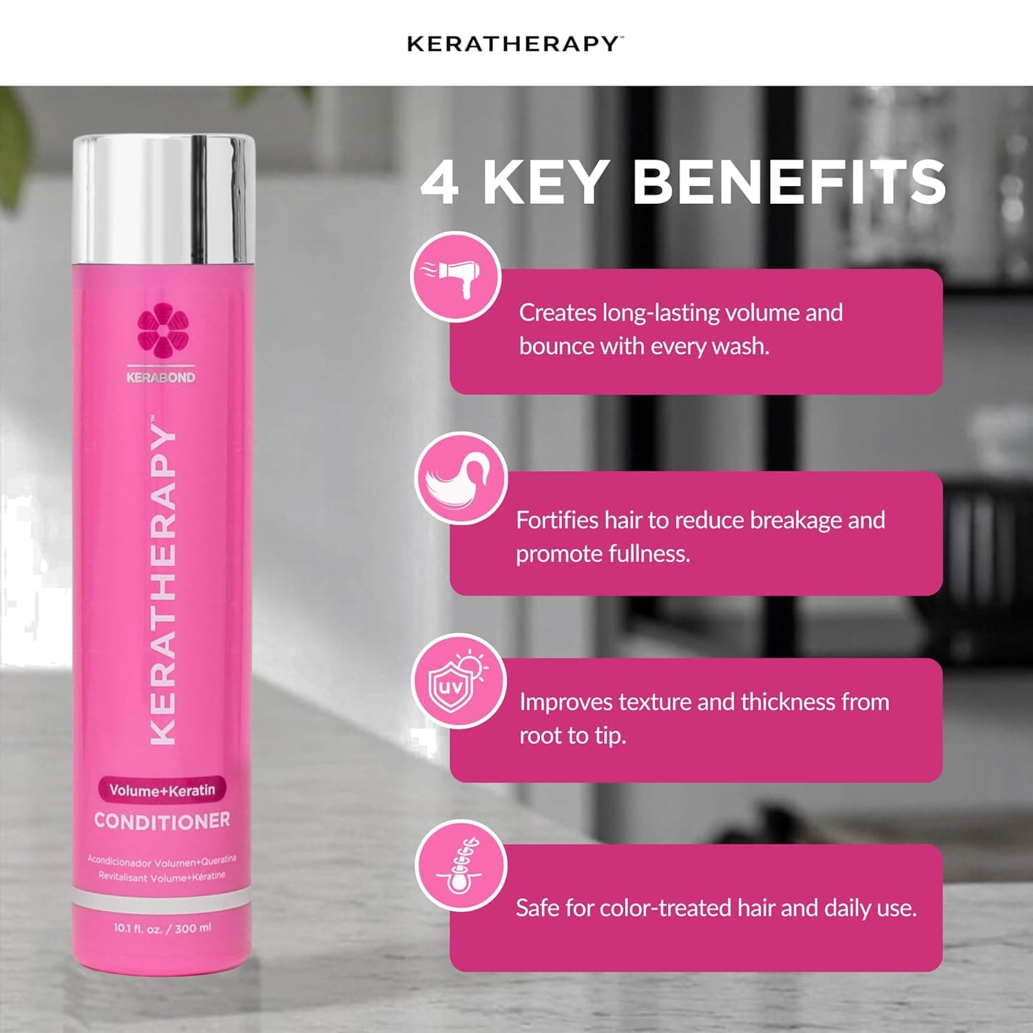 Keratherapy Keratin Infused Volume Conditioner, 10.1 fl. oz., 300 ml - Thin Hair Conditioner for Volume & Thickening - With Hemp Seed Oil, Indian Laurel Extract, Sea Kelp & Hydrolyzed Silk thumbnail 5