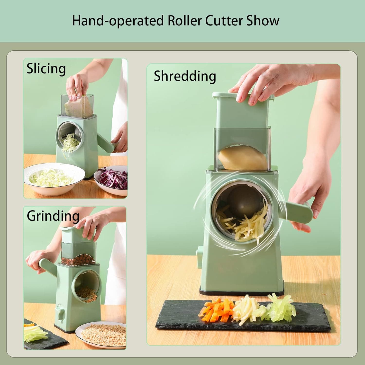 1 PCS Hand Crank Vegetable Cutter Chopper Vegetable Cutter Hand Crank Vegetable cutter Multifunctional Vegetable Cutter Hand-operated Vegetable Cutter Slicer Kitchen Potato Shredder Cutter thumbnail 2