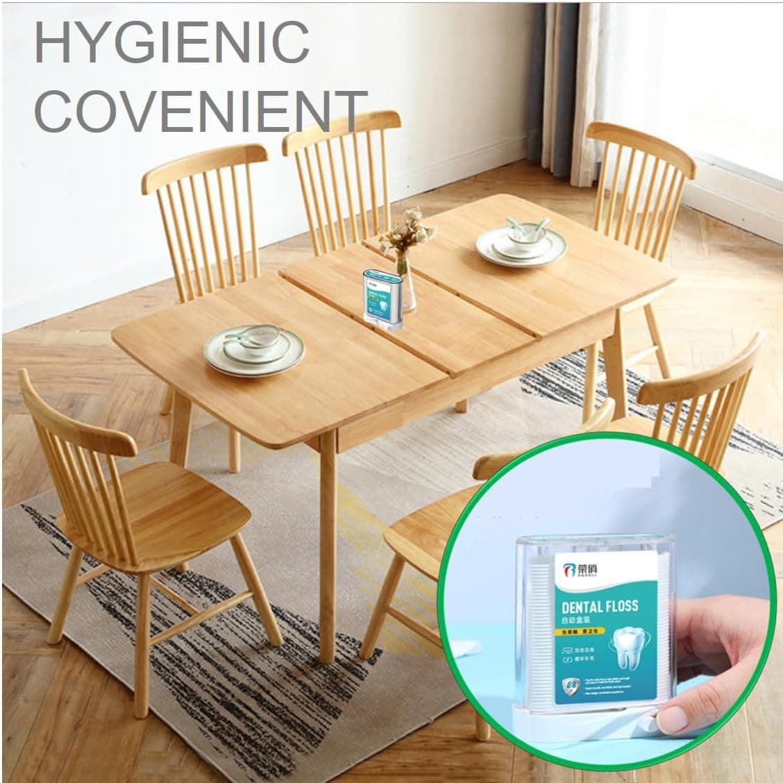 Dental Floss Picks, Flossers Picks for Adult Teeth, Packed in 1pc of Refillable Auto-Ejection-Case and 3pcs of Portable Cases, Hygienic Convenient, Smart Buy, 442pcs (White) thumbnail 3