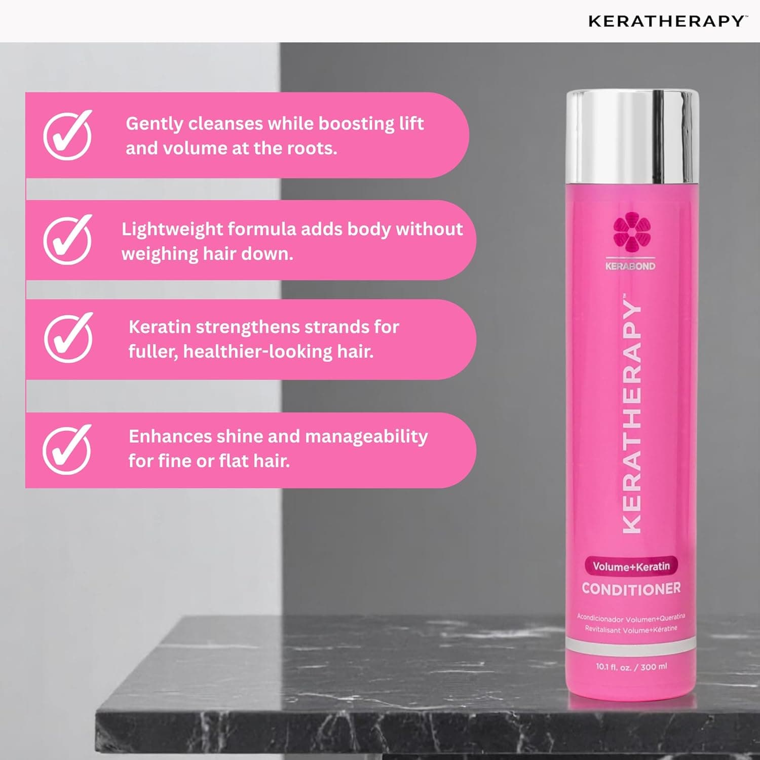 Keratherapy Keratin Infused Volume Conditioner, 10.1 fl. oz., 300 ml - Thin Hair Conditioner for Volume & Thickening - With Hemp Seed Oil, Indian Laurel Extract, Sea Kelp & Hydrolyzed Silk thumbnail 3