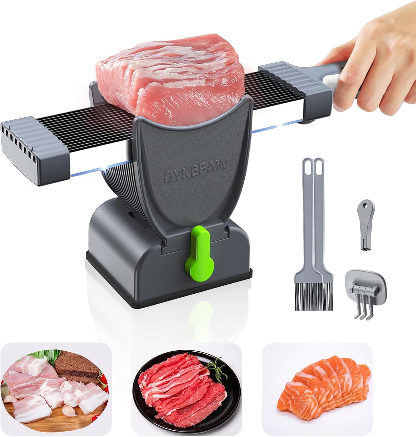 Meat Slicer for Fresh Meat,Thickness Adjustable 2 or 4 mm Manual Meat Cutter,Cleaver Kitchen Knife, Jerky Slicer Suit for Chicken Breast Beef Pork