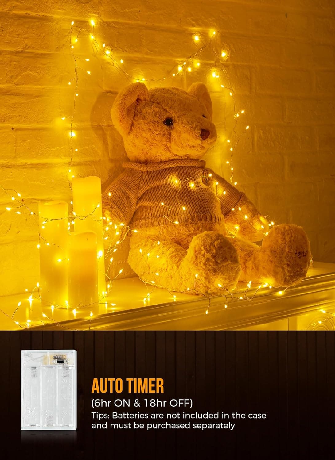 Brightown Fairy Lights Battery Operated, 10Ft 120 LED Firecracker String Lights, Waterproof Silver Wire Starry Firefly Light for DIY Wreath Weeding Indoor Outdoor Christmas Decorations thumbnail 5