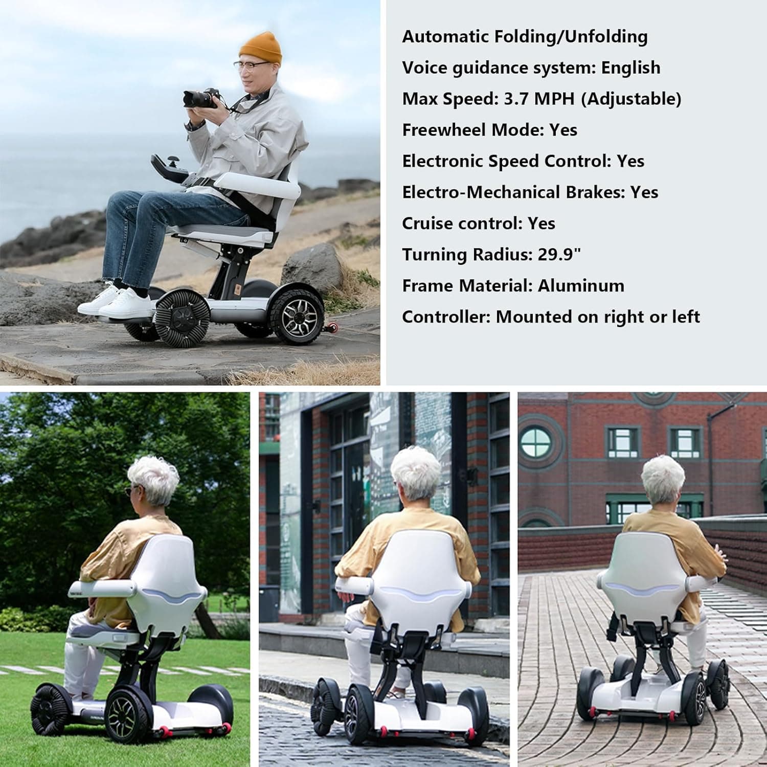 ROBOOTER® X40 Intelligent Electric Powered Wheelchair Device, Automatic Folding, Remote Controlled, Smart, Compact Heavy Duty Mobile, Powerful Dual Motor, Foldable Portable Motorized Mobility Scooter thumbnail 6
