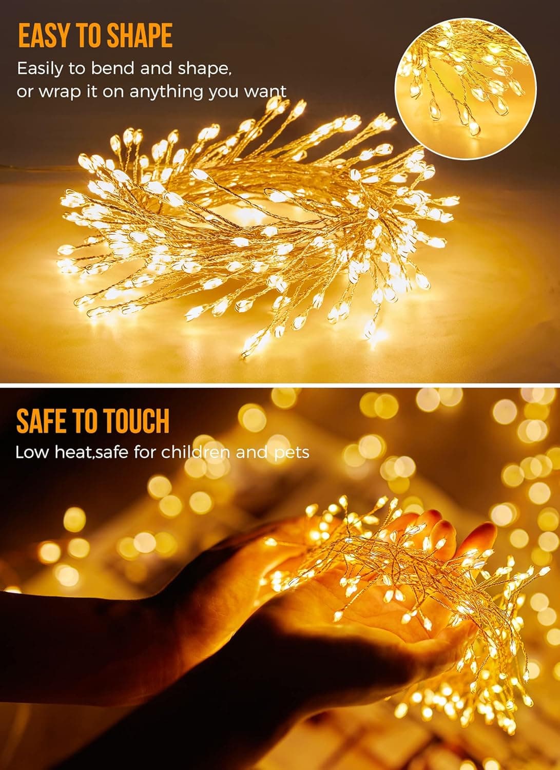 Brightown Fairy Lights Battery Operated, 10Ft 120 LED Firecracker String Lights, Waterproof Silver Wire Starry Firefly Light for DIY Wreath Weeding Indoor Outdoor Christmas Decorations thumbnail 4