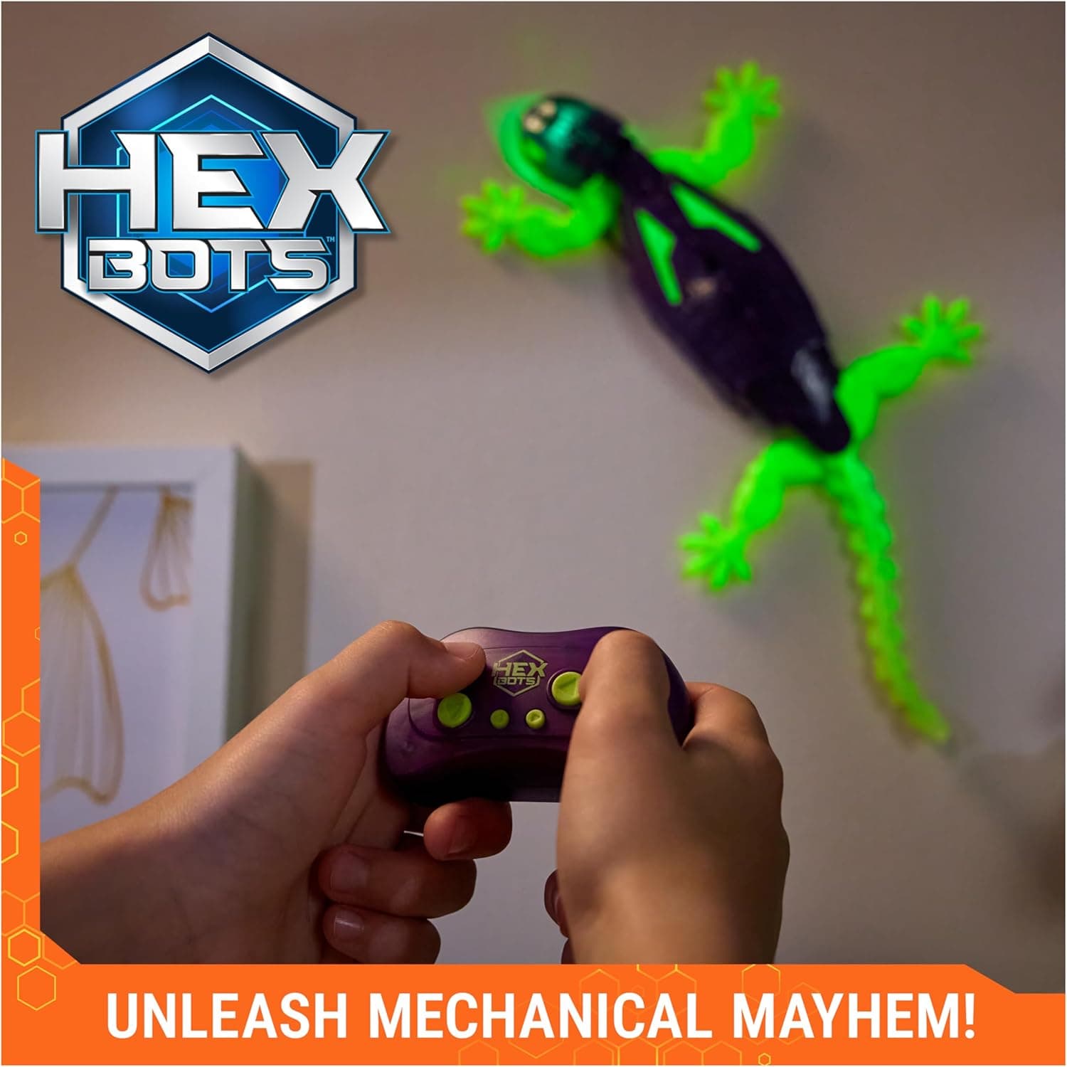HEX BOTS Glow-in-The-Dark Gecko with Official Wall Climber Technology, Rechargeable Remote Control Robot Kids Toys, Prank Toys for Boys & Girls Ages 4 & Up thumbnail 6