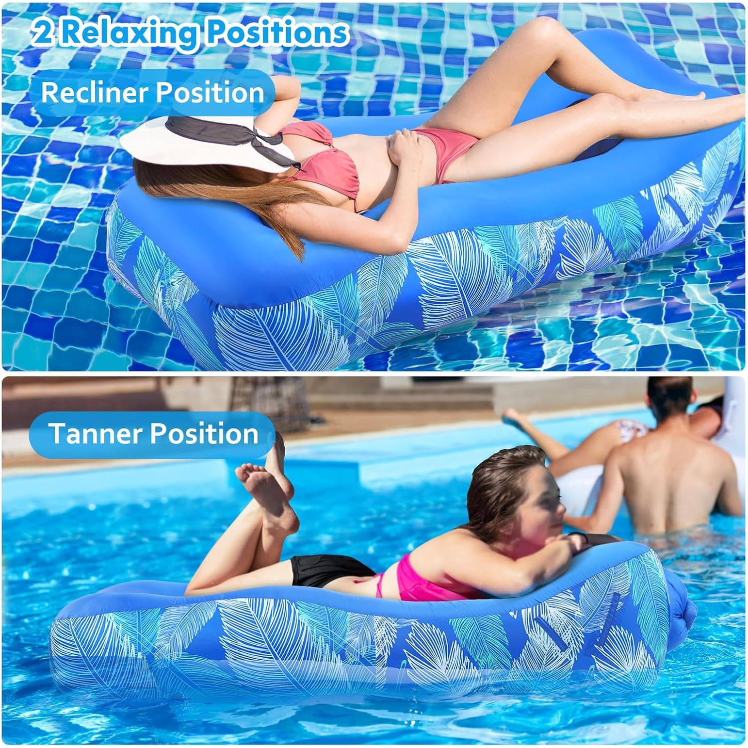 Inflatable Lounger Beach Chair with Sun-Shade Design, Waterproof Inflatable Couch Blow Up Beach Lounger, Portable Lounger Air Sofa for Backyard Hiking Festivals, Air Hammock for Camping thumbnail 3