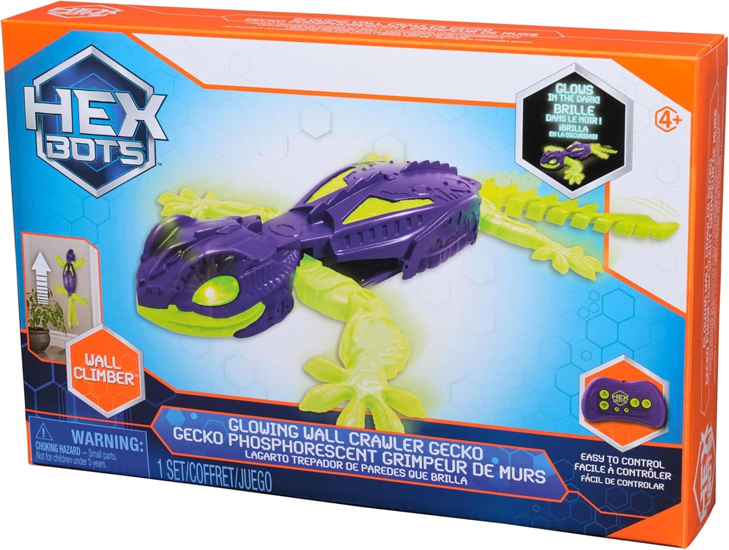 HEX BOTS Glow-in-The-Dark Gecko with Official Wall Climber Technology, Rechargeable Remote Control Robot Kids Toys, Prank Toys for Boys & Girls Ages 4 & Up thumbnail 9