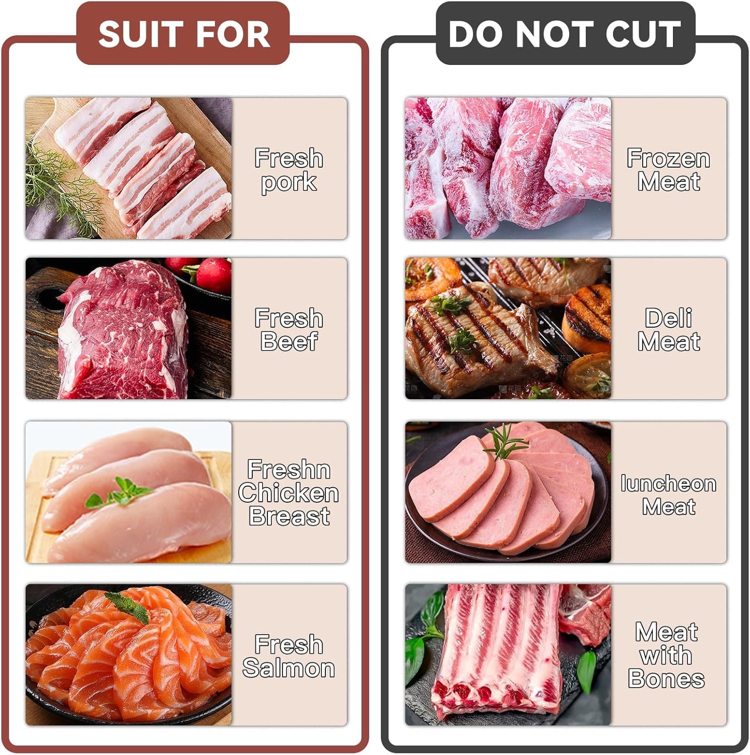 Meat Slicer for Fresh Meat,Thickness Adjustable 2 or 4 mm Manual Meat Cutter,Cleaver Kitchen Knife, Jerky Slicer Suit for Chicken Breast Beef Pork thumbnail 2