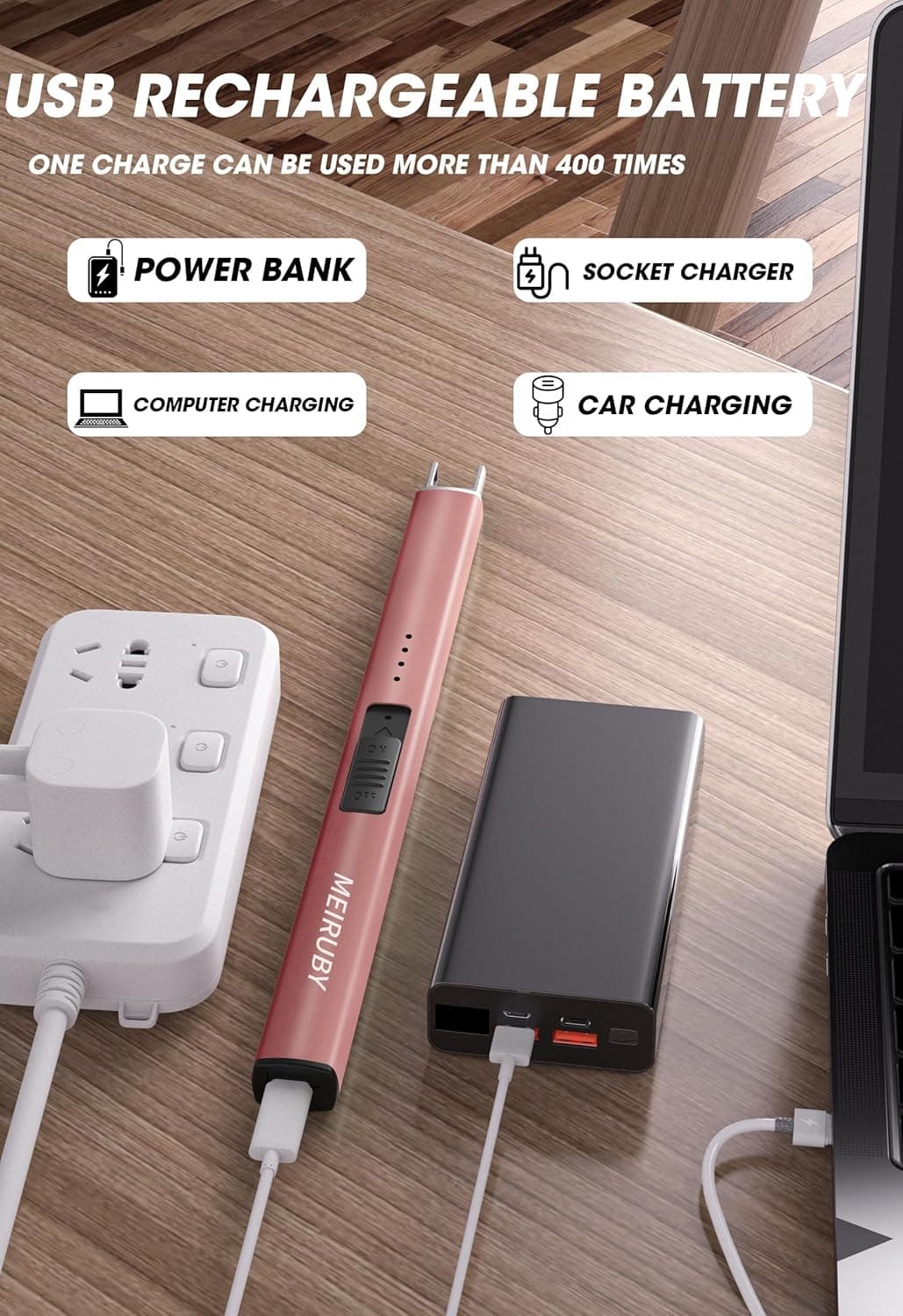 MEIRUBY Electric Candle Lighter, Christmas Stocking Stuffers Gifts for Women Mom Men Wife Sister, USB Arc Rechargeable Windproof Long Lighter for Candle BBQ Housewarming Birthday Gifts Idals thumbnail 3