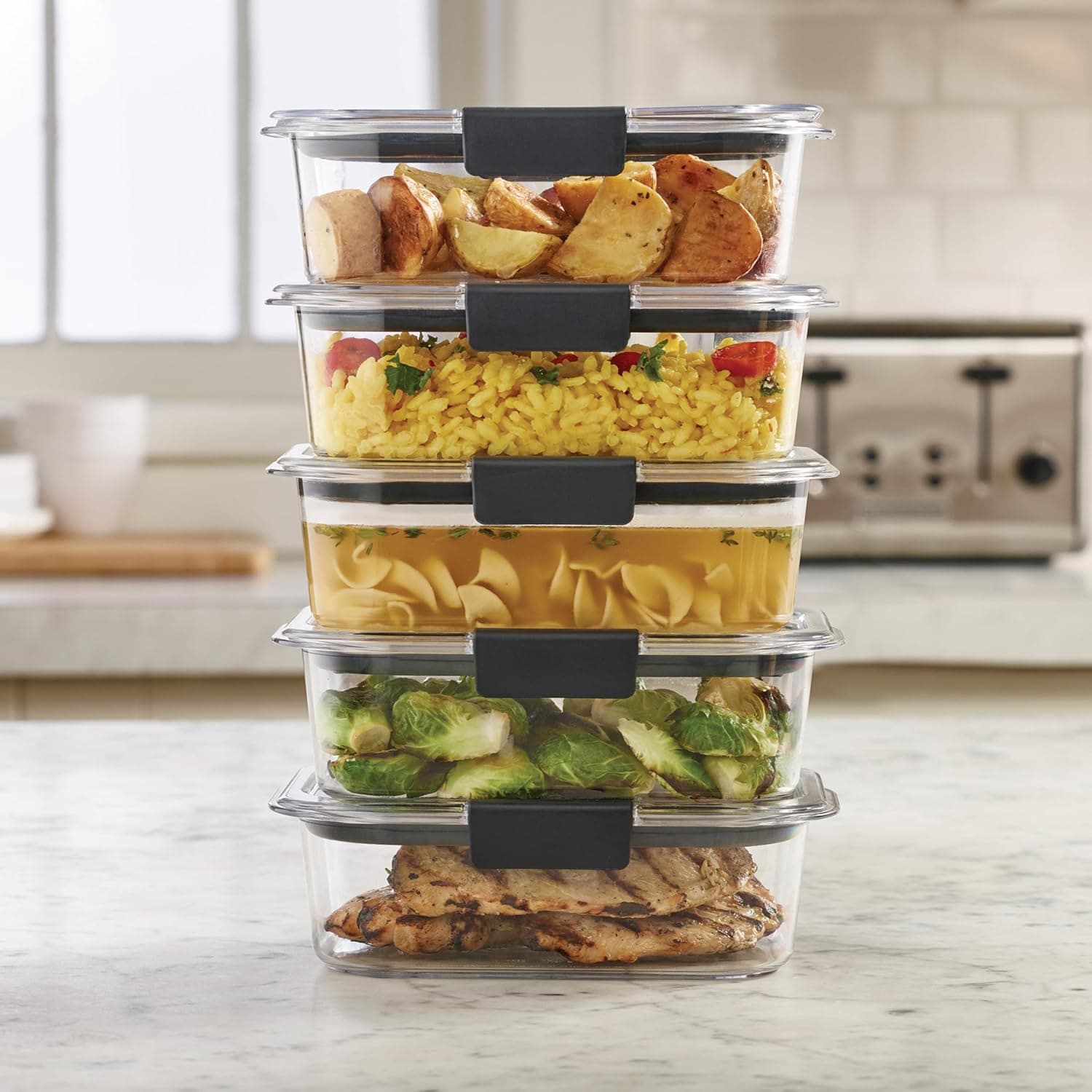 Rubbermaid Brilliance Food Storage Containers BPA Free Airtight Lids Ideal for Lunch Meal Prep & Leftovers Set of 5 (3.2 Cup) thumbnail 7