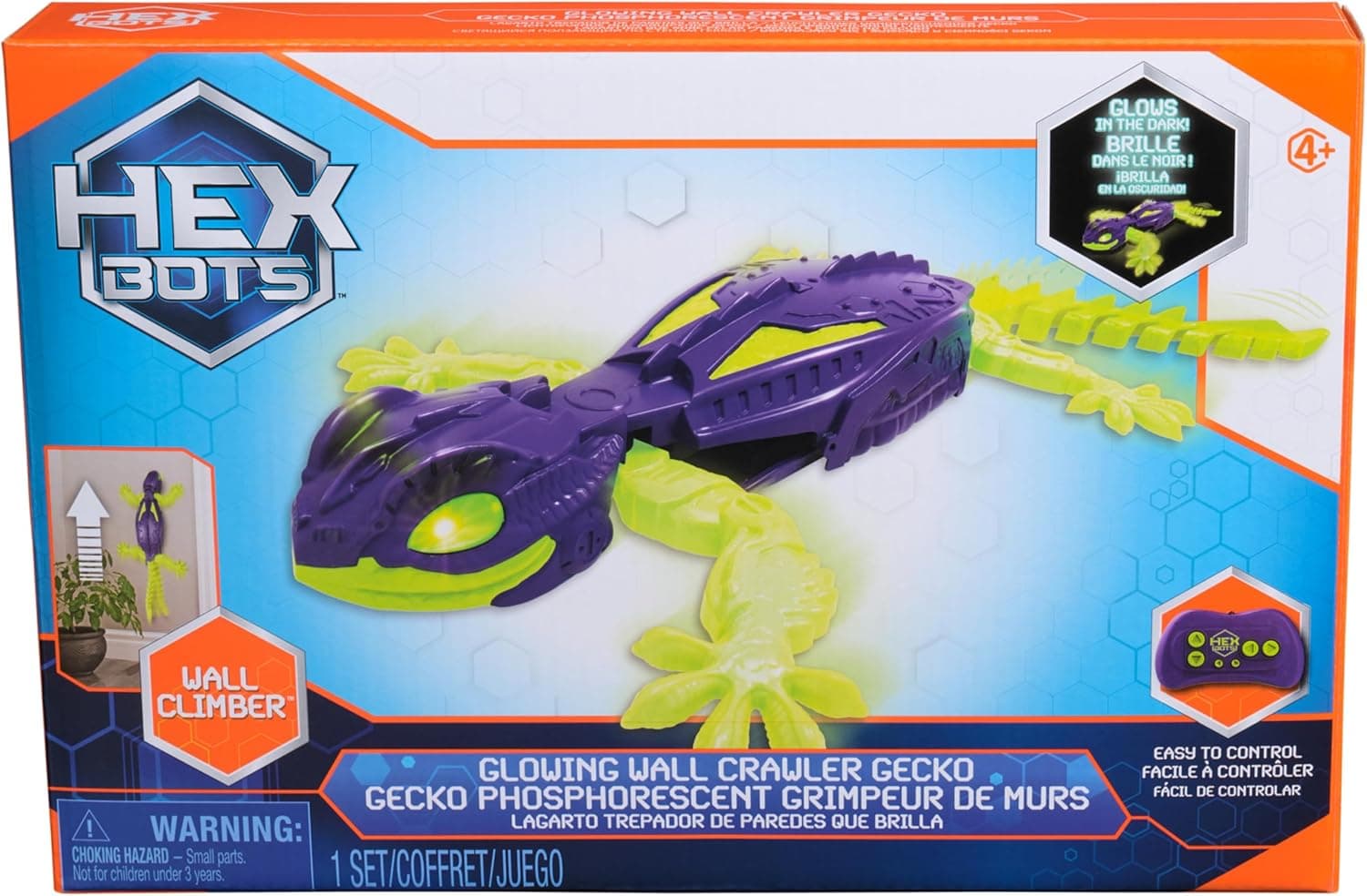 HEX BOTS Glow-in-The-Dark Gecko with Official Wall Climber Technology, Rechargeable Remote Control Robot Kids Toys, Prank Toys for Boys & Girls Ages 4 & Up thumbnail 8