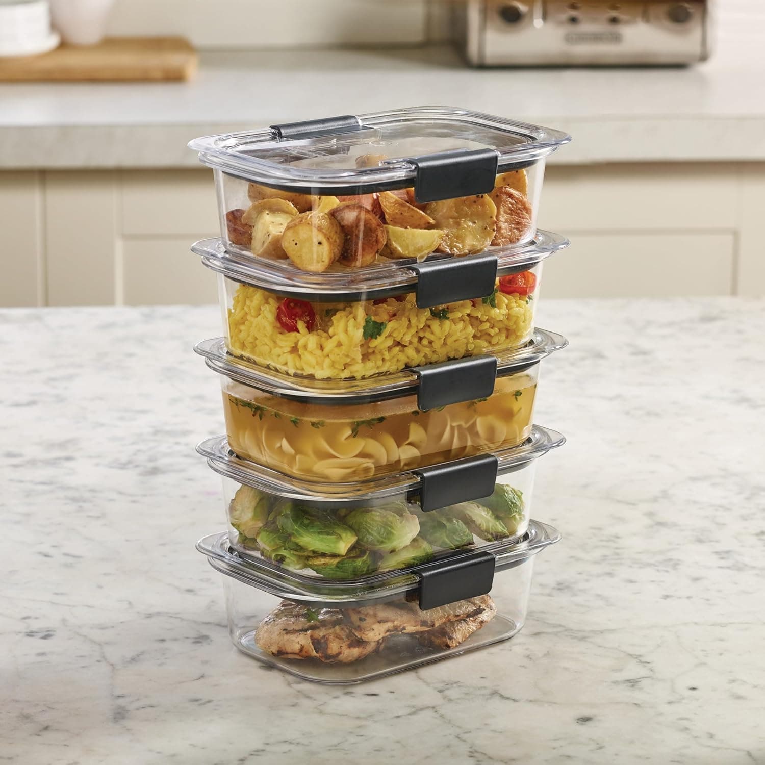 Rubbermaid Brilliance Food Storage Containers BPA Free Airtight Lids Ideal for Lunch Meal Prep & Leftovers Set of 5 (3.2 Cup) thumbnail 8