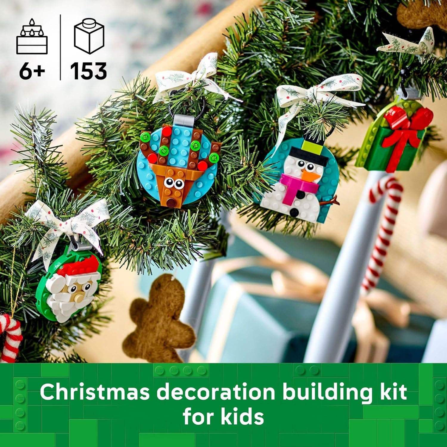 LEGO Christmas Ornament Selection Building Toys - Holiday Crafts for Family, Kids, Boys & Girls, Ages 6+ - Hanging Christmas Decorations for Tree - 40744 thumbnail 2