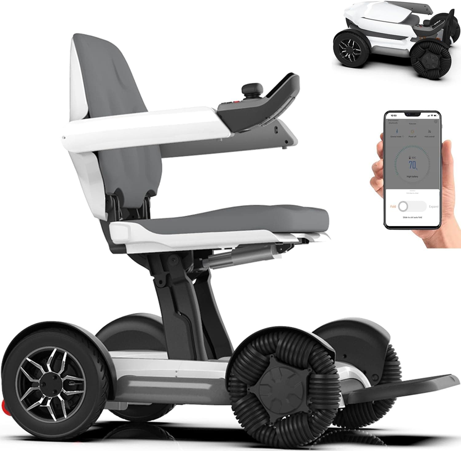 ROBOOTER® X40 Intelligent Electric Powered Wheelchair Device, Automatic Folding, Remote Controlled, Smart, Compact Heavy Duty Mobile, Powerful Dual Motor, Foldable Portable Motorized Mobility Scooter