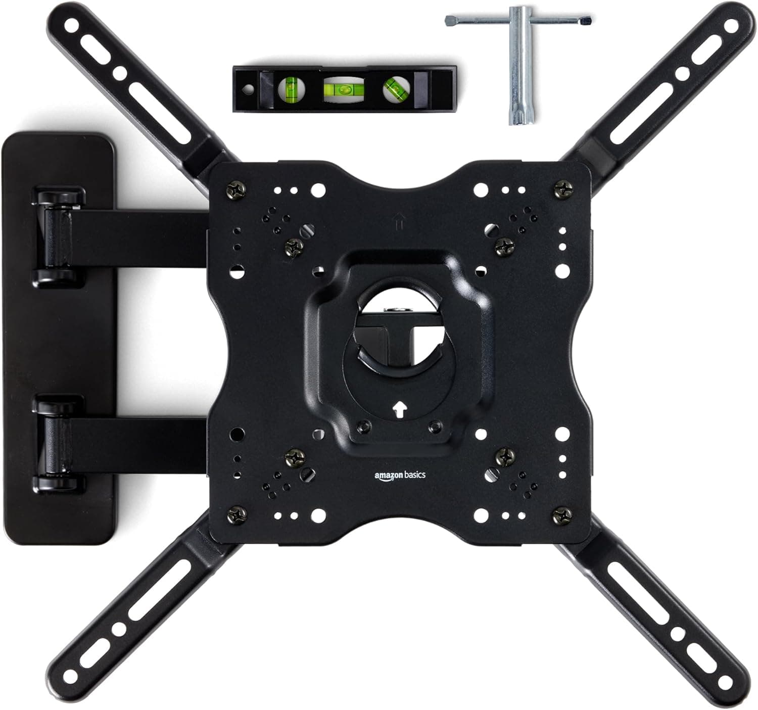 Amazon Basics Full Motion Articulating TV Monitor Wall Mount for 26" to 55" TVs and Flat Panels up to 80 Lbs, Black