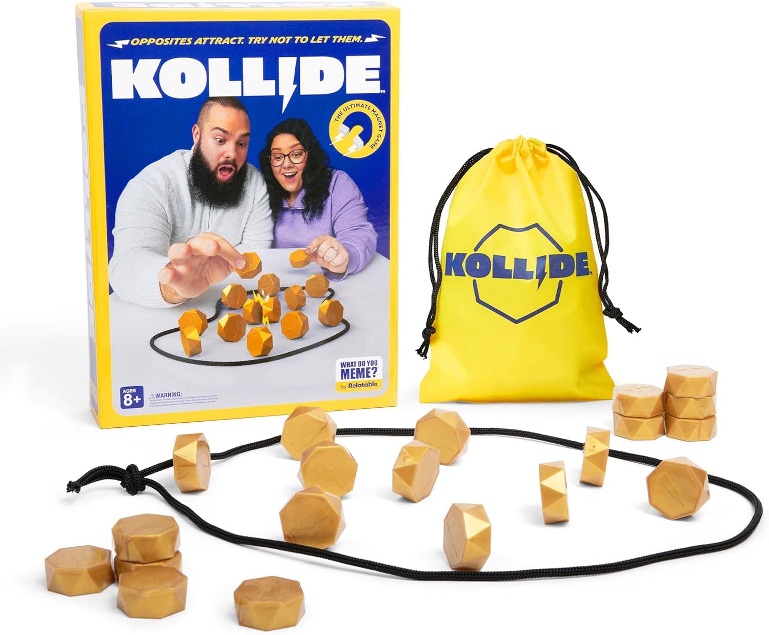Kollide By Relatable, Exciting Magnetic Game For Family Game Night, Great Fun Games For Kids, Includes 1 Rope, 20 Magnets, And Instructions, Perfect Stocking Stuffers, Thanksgiving Activities for Kids